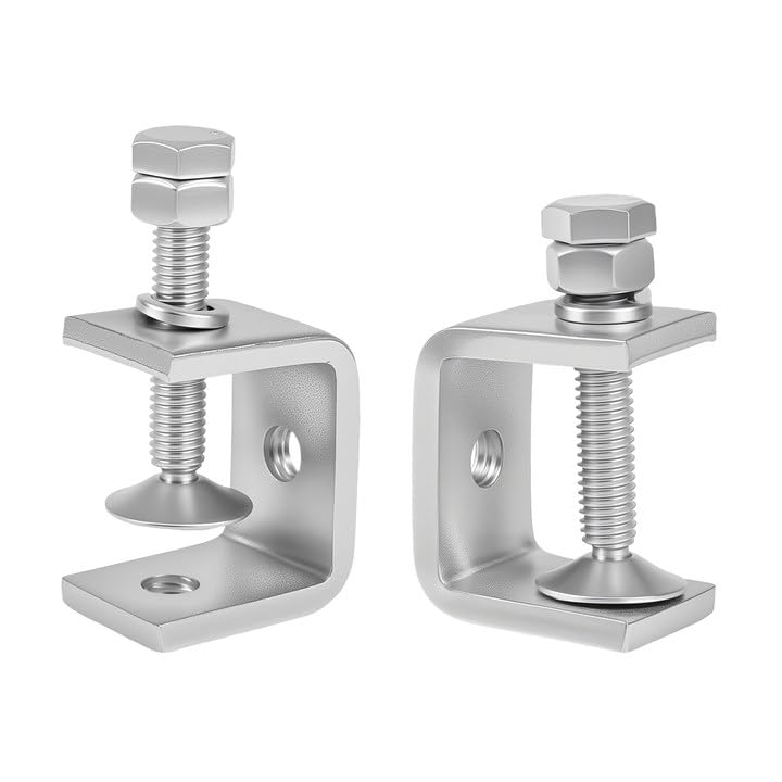 Photo 1 of 1-3/16 Inch C Clamp, 2 Pcs 304 Stainless Steel C Clamps, Heavy Duty Metal U Clamps, Small Desk G-Clamp Set for Mounting & Fastening, Home DIY, Crafting, Light Duty Repairs(30mm)