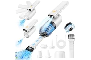 CODN Handheld Car Vacuum Cleaner, 4 in 1 Vacuum Cleaner 15000Pa, 180° Rotatable 120W Power Car Vacuum Cleaner with LED Light and Nozzles for Car, Home