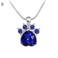 Brave669 1Pc Cute Animal Dog Cat Paw Rhinestone Pendant Necklace Women Fashion Jewelry 9#