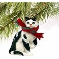 Conversation Concepts Tabby Cat Tiny Miniature One Christmas Ornament Black -White Shorthaired - Delightful! - Made with Resin
