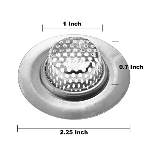 4 Pack - 2.25" Top / 1" Basket, Stainless Steel Slop, Utility, Kitchen and Bathroom Sink Strainer. 1/16" Holes.