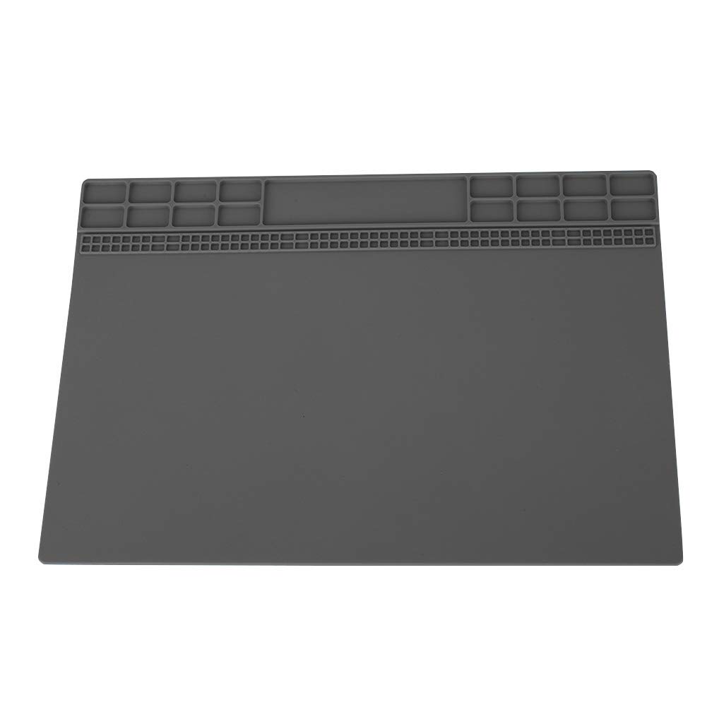 Soldering Silicone Pad Mat, Heat Insulation Repair Maintenance Platform for Phone Repair Service Heat Solder 350MM*250MM(Gray)