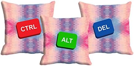 Home Furnish Presenting Home Decorative 3pc Combo CTRL ALT DEL 3D Cushion Cover Square Shape Throw Pillow CASE