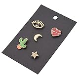 Enamel Breastpins Star Moon Flower Clothes Shirt Collar Brooch Lapel Pins 1 Set