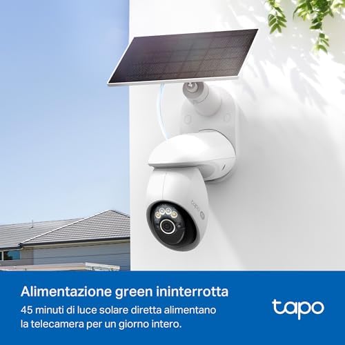 C660 KIT 4K 8MP Telecamera Pannello Solare, 360 ° Visuale, Visione Notturna a Colori Starlight, Batteria 10000mAh, Connettività WiFi 5G/2.4G, Rilevamento AI, IP66, Allarme Rapida e Antifurto