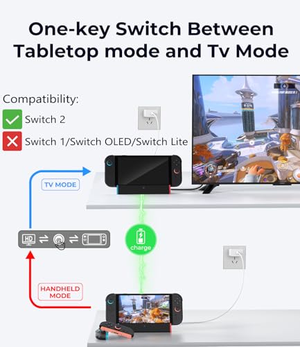 SIWIQU for Nintendo Switch 2 Dock Station, Portable TV Docking Station Replacement with 4K@120Hz HDMI Adapter/2 USB Port/Type C Port for Nintendo Switch 2 ONLY