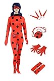 DAZCOS Women's Red Ladybug Costume Adult Cosplay Jumpsuit (Medium)