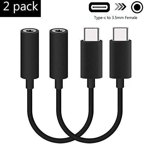 USB C to 3.5mm Headphone Jack Adapter, 2 Pack Type C Male to 3.5mm Female AUX Jack Stereo Earphone Converter, Compatible for Google Pixel 2/3, Moto Z/Z Droid/Force/Play & Other USB C Devices