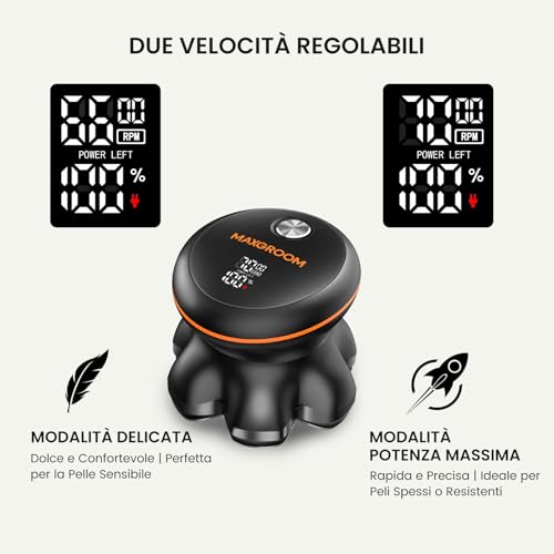 MAXGROOM 7D Shaver Head Bald Absolute Zero 2 Speed 7700 & 6600 RPM, Men's Electric Hair Shaver 0.01 mm, Shaver Hair, Waterproof with LED Display 120 Minutes Battery Life
