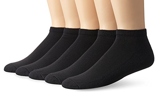Fruit Of The Loom Men's 5 Pack No Show Socks,   Black, Shoe Size 6-12/Sock Size 10-13