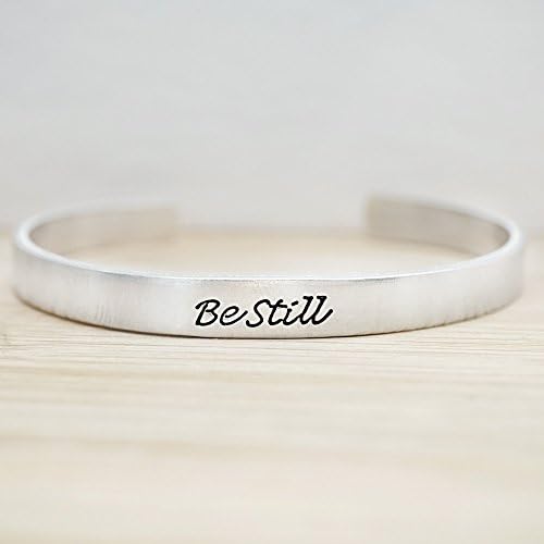 Be Still Hand Stamped Cuff Bracelet - Silver Jewelry