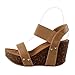 Refresh Women's Mara-10 Platform Cork Wedge High Heel Sandal Taupe 10 B(M) US