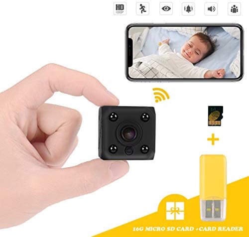 Mini Spy Hidden Camera,1080P HD Wifi Security Surveillance Cameras,Small Wireless Covert Cam for Home/Nanny/Baby/Car/Pet with Motion Detection Night Vision Include 16GB SD Card