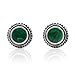 Women's 925 Sterling Silver Round Braided Gemstone Post Stud Earrings, 9mm, Green Gemstone
