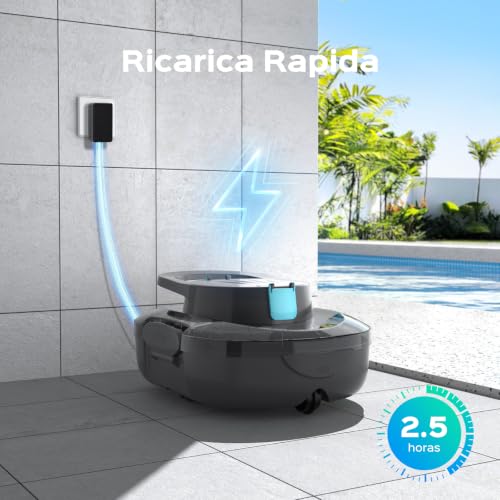 BRINBO (2026 Upgrade) S1PRO Robot per Piscina Senza Fili, Automatica 120 Min Aspiratore Piscina Fuori Terra, Doppio Motore, Ricarica 2,5 Ore, per Piscine Fino a 100 m², Grigio Trasparente