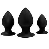 Silicone Anal Sex Toy,Unisex Anal Trainer Kit Butt Plug Set (Three-piece Suit) (Black)