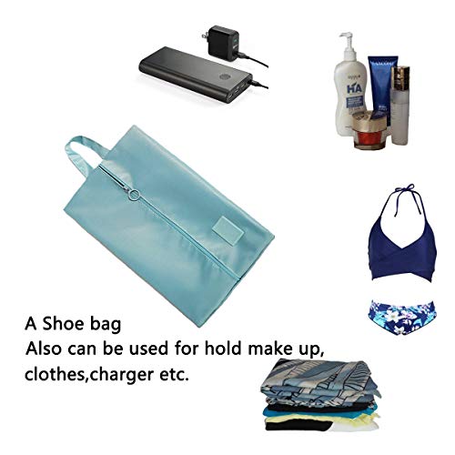 ZAIXU Portable Nylon Travel Shoe Bags with Zipper Closure (Blue and Gray, Set of 4pcs) - Thumbnail 2