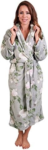 Women's Super Mink Shawl Collar Elegant Floral Robe (Small)