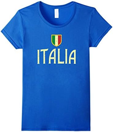 Womens Vintage Italy T-shirt Italian Flag italia Retro Distressed Small Royal Blue
