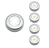 [New Version] TOMOL COB Led Push Lights Battery Operated Stick Anywhere Tap Lights,Wireless Touch Light for Closets, Cabinets, Trunk,5Pack