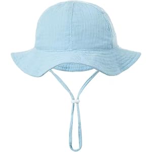 Adjustable Cotton Bucket Hat with Chin Strap Summer Sun Hat for Boys Girls