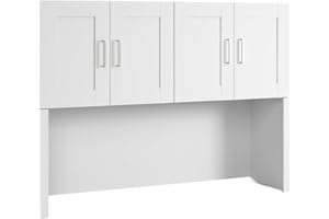 Bush Business Furniture Hampton Heights 60W Computer Hutch in White, Desk Attachment for Home Office or Professional Workspace