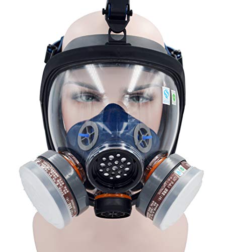 SCK Full Face Organic Vapor Respirator,Professional Mask with Double Activated Air Filter,Widely Used in Organic Gas,Paint spary, Chemical,Woodworking,Dust Protections,etc