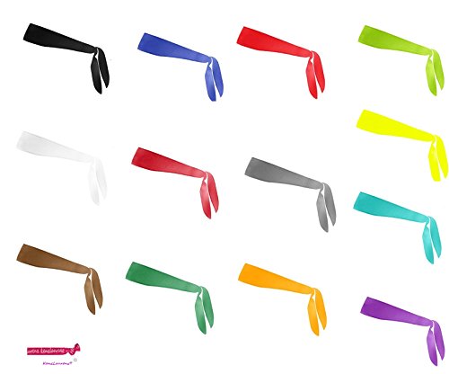 Kenz Laurenz 12 Tie Back Headbands Moisture Wicking Athletic Sports Head Band You Pick Colors (YouPickColors)