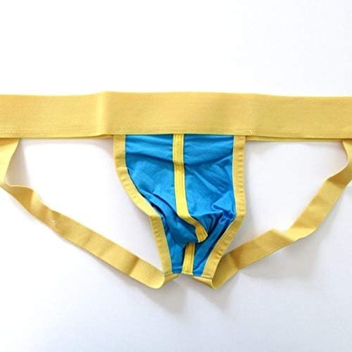 Men's Short Thongs G-String Underwear (Blue and Yellow)