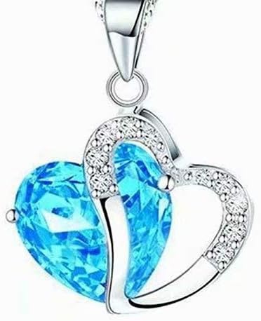 SUNXIN New Fashion Amethyst Light Blue Heart Crystal Pendant Necklace
