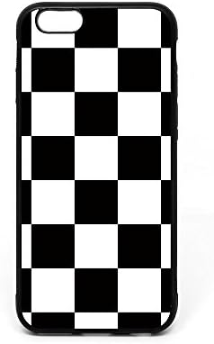 Iphone 6S 4.7Inch Case, Black White Checkered Pattern Black Soft Rubber TPU Bumper Case, Customized Iphone6 4.7Inch 6G Racing Flag Design Case