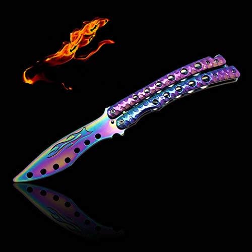 Flame Butterfly Folding Knife,Practice Sickle,Outdoor Self-Defense Camping Tool,Training Knife,CradifishoEnhanced Butterfly Knife Trainer,Pocket Practice,Training Knifes Blade Tool,Butterfly Training Dull Knife,Unsharpened Knife Tool