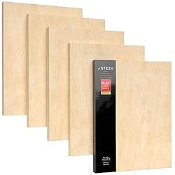 Arteza Wooden Canvas Board, 9x12 Inch, Pack of