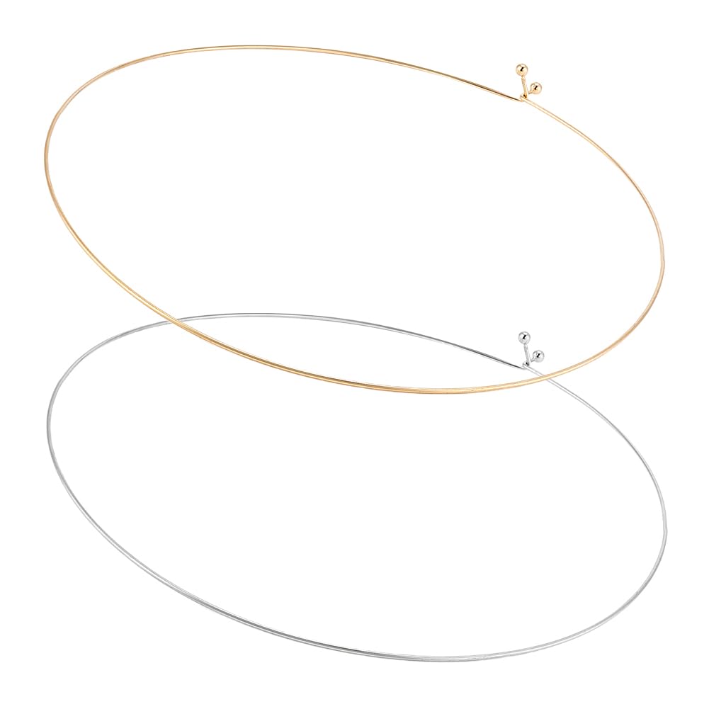 UNICRAFTALE about 2Pcs 2 Colors 304 Stainless Steel Choker Necklaces Wire Wrap Collar Necklaces for Women Gold Open Choker Necklace Metal Plain Chocker Collar Necklace for DIY Jewelry Making