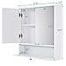 Tangkula Wall Mounted Bathroom Cabinet with Mirror Doors, Double Door Storage w/ 3-Level Adjustable Shelf & Flip-Open Compartment, Space-Saving Wall Cabinet for Bathroom Entryway Laundry Room (White)