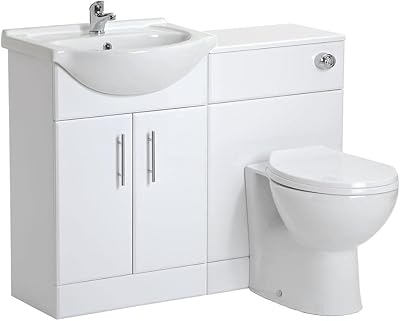 VeeBath Linx 1050 Vanity Unit Set, Wash Basin, Soft Close Toilet, White