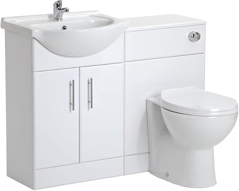 VeeBath Linx 1050 Vanity Unit Set, Wash Basin, Soft Close Toilet, White