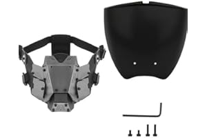 QJYZHAN Punk Helmet Half Face Mask/Techwear Mask/Mechanical Mask，Cosplay Samurai Horns Masks Halloween Party Coolplay Gifts