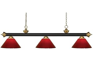 Z-Lite 200-3BRZ+SG-PRD 3 Billiard Light, Bronze + Satin Gold
