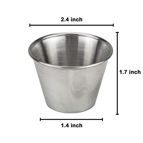 [24 Pack] 2.5 oz Stainless Steel Sauce Cups Individual Round