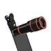 Smart Phone Camera Lens Kit, High-Grade 12X Universal Optical Zoom Lens Macro Lens Focus Telescope Clip-on Camera Lens for iPhone 7 / 6S, Galaxy S6 (Black)