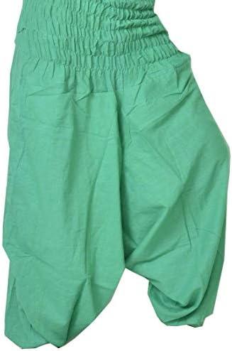 SUKHAM Cotton Yoga Pants for Men and Women Free Size Plain Green Harem Pants(SU_Green_Freesize)