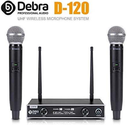 Debra auido PRO D-120 Dual Channel Wireless Microphone System Microphones with Handheld Lavalier Headset Mics for Outdoor Wedding, Conference, Karaoke,Music, Party (with 2 Handheld)