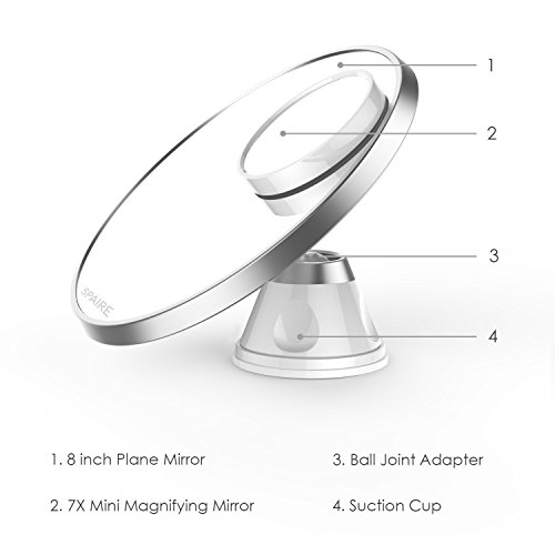 Spaire Vanity Makeup mirror 7X/1X Magnification Bathroom Shaving Mirror with Lock Suction Cup 360 Degree Swivel for Beauty and Skin Care - Thumbnail 5