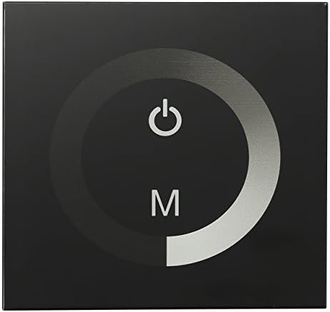 SUBOSI Wall-mounted Glass Touch Screen Panel LED Dimmer Switch DC 12-24V Adjust Brightness Controller for LED Strip Stair Ceiling Lights, Black