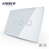 US/AU Standard, Smart home, VL-C303DR-81, Ivory Crystal Glass Panel, Digital Touch Screen, Dimmer and Remote Control Home Wall Light Switch