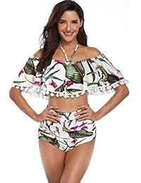 Heat Move traje de baño de cintura alta con borla y hombros descubiertos para dama