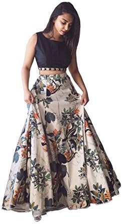 Aarna Fashion Women's Silk Dress (creame frock_Multi Coloured_Free Size)