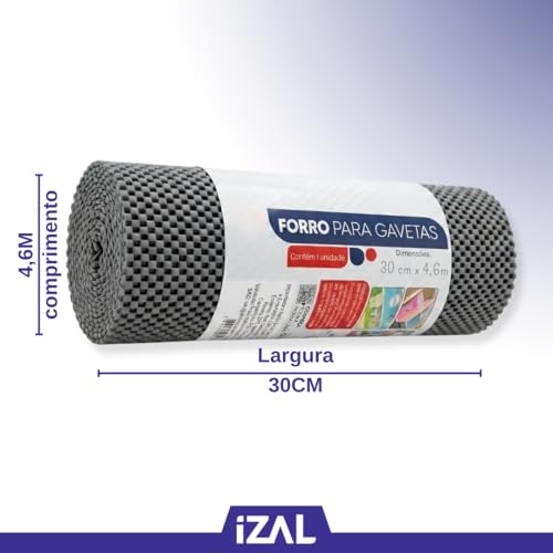 Forro PVC Multiuso Antiderrapante Recortável Com 4,6 Metros | Ideal Para Gavetas, Protetor de Prateleiras e Armários | Material Lavável, Resistente e Ajustável