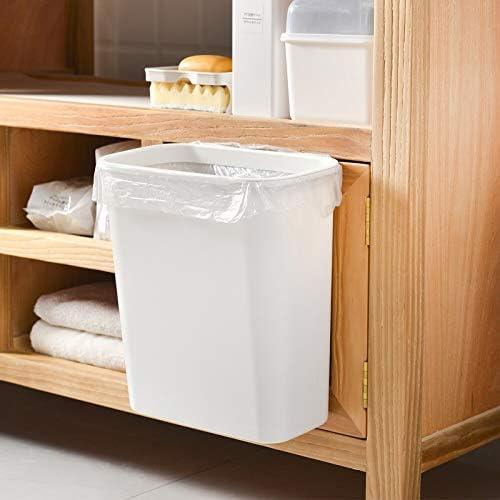 WEAO White Simple Hangable Trash Can Cabinet Door Trash Can Household No Cover Plastic Storage Box Wall Hanging Desktop Suspension